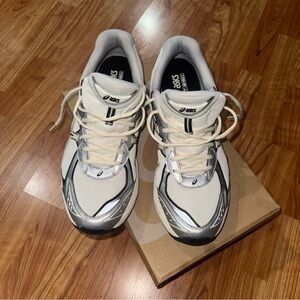 ASICS Cream and Silver Running Shoes